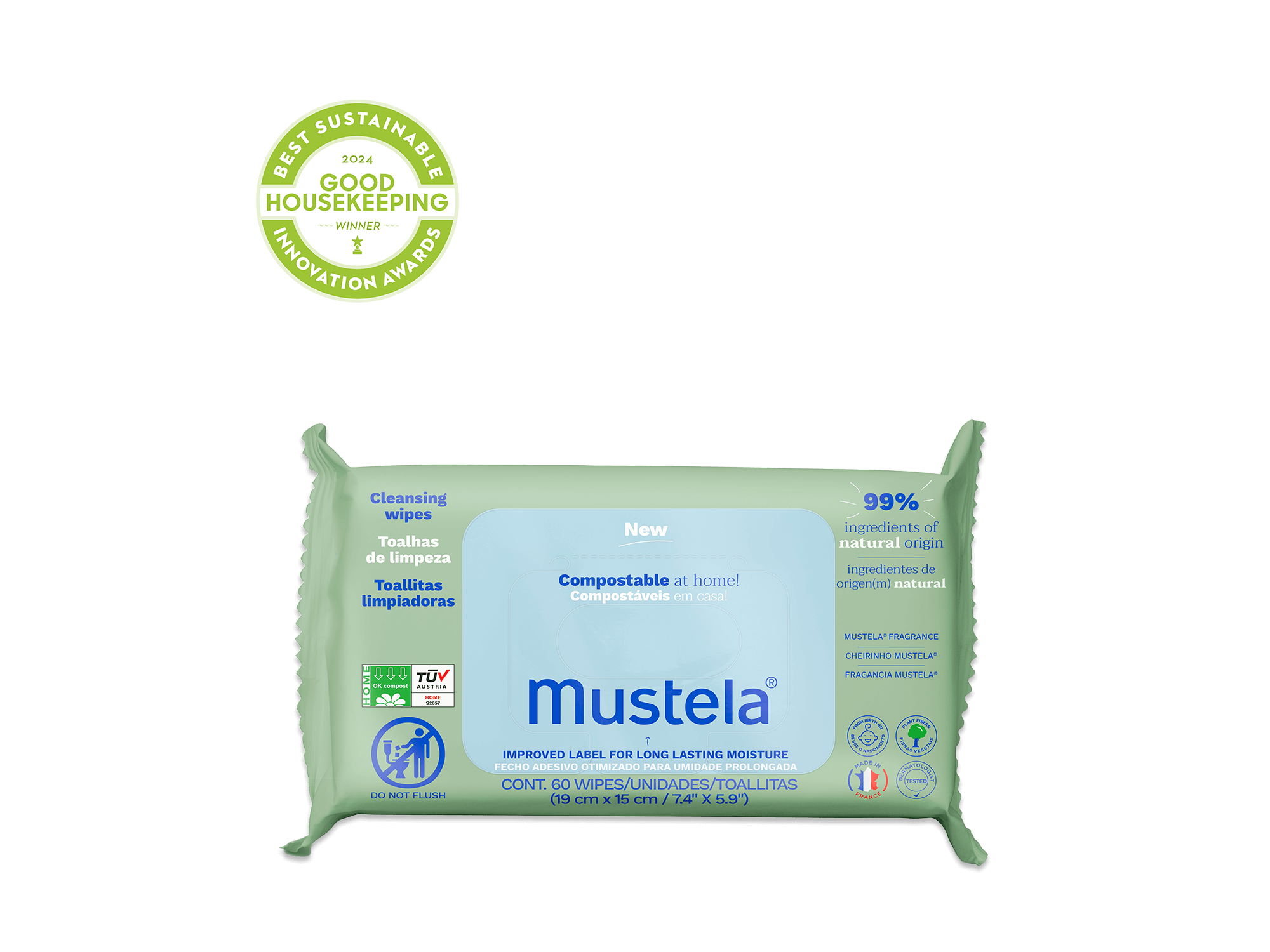 Mustela USA | Home Compostable Wipes Good Housekeeping 2024 Winner