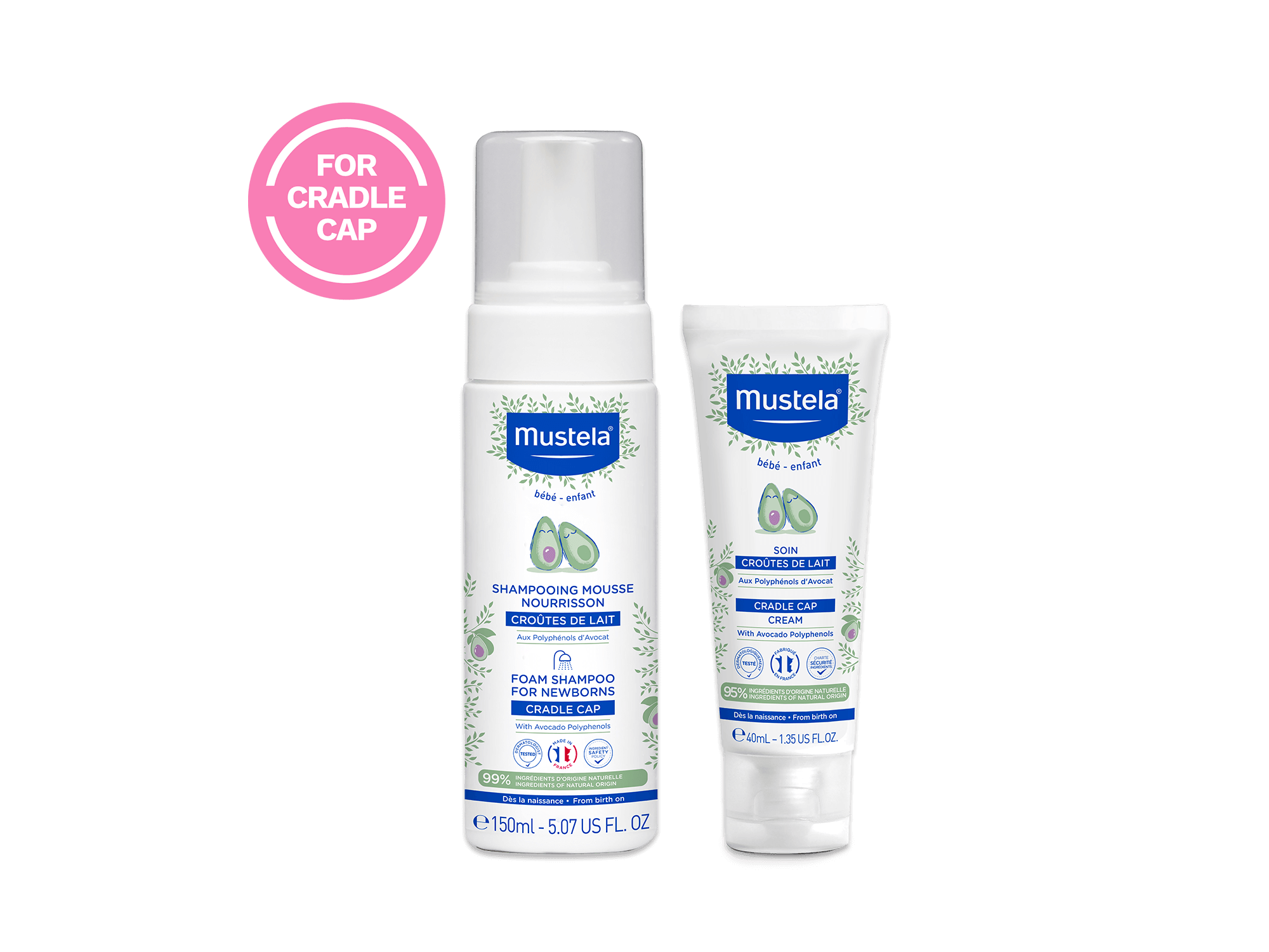 Mustela USA | Cradle Cap Cream and Foam Shampoo Duo Set