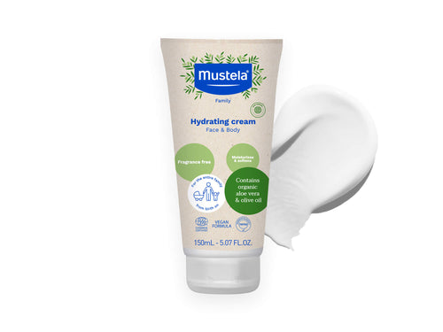 Mustela USA | Mustela Family Hydrating Cream for Face & Body, 150ml. Fragrance-free, moisturizes and softens, with organic aloe vera and olive oil. Vegan formula, Cosmos certified. For the entire family from birth. - Mustela USA - 7