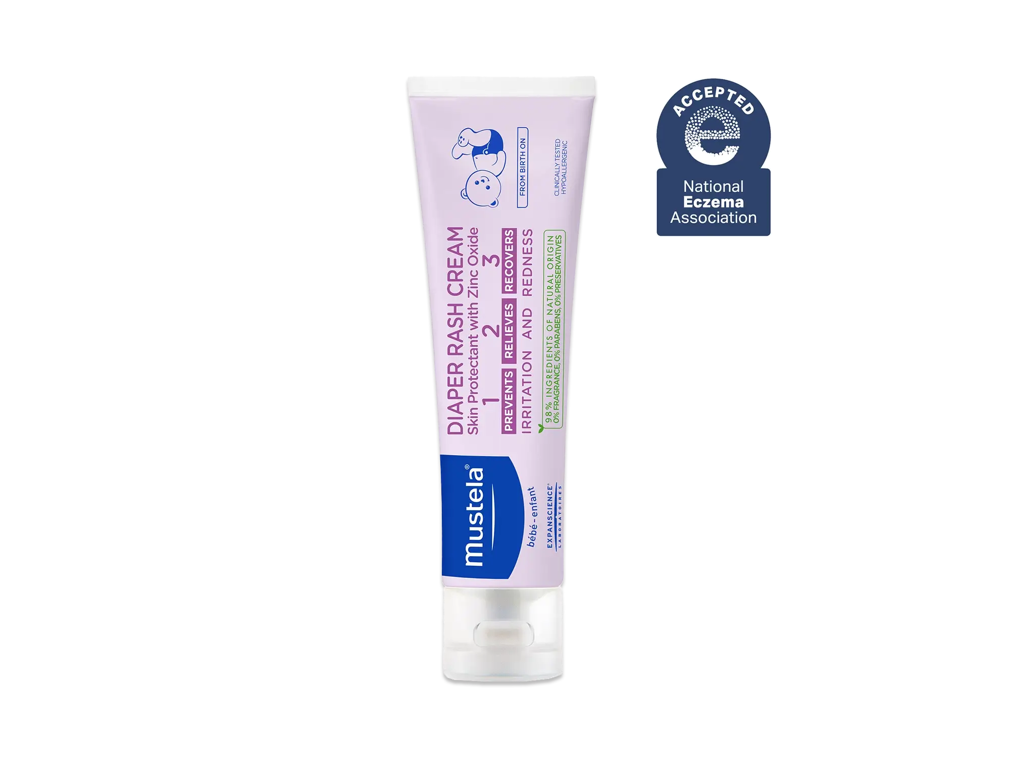 Crema protectora de pañal con óxido de zinc Mustela Bebe 1 2 3 Vitamin  Barrier Cream