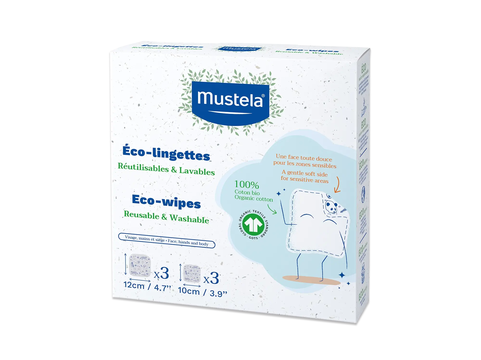 Mustela Toallitas ecológicas reutilizables y lavables para bebés,  almohadillas de algodón 100% orgánicas con certificación GOTS para  limpiezas rápidas