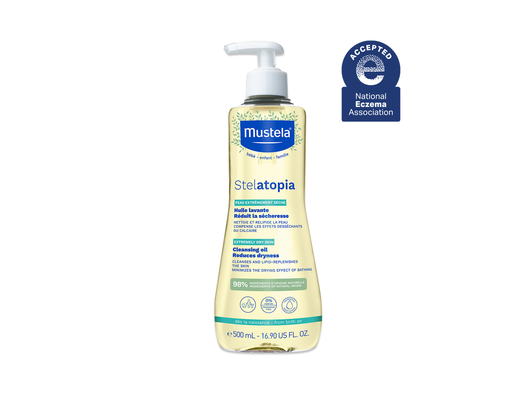 Huile lavante bébé, enfant Mustela - peau sèche