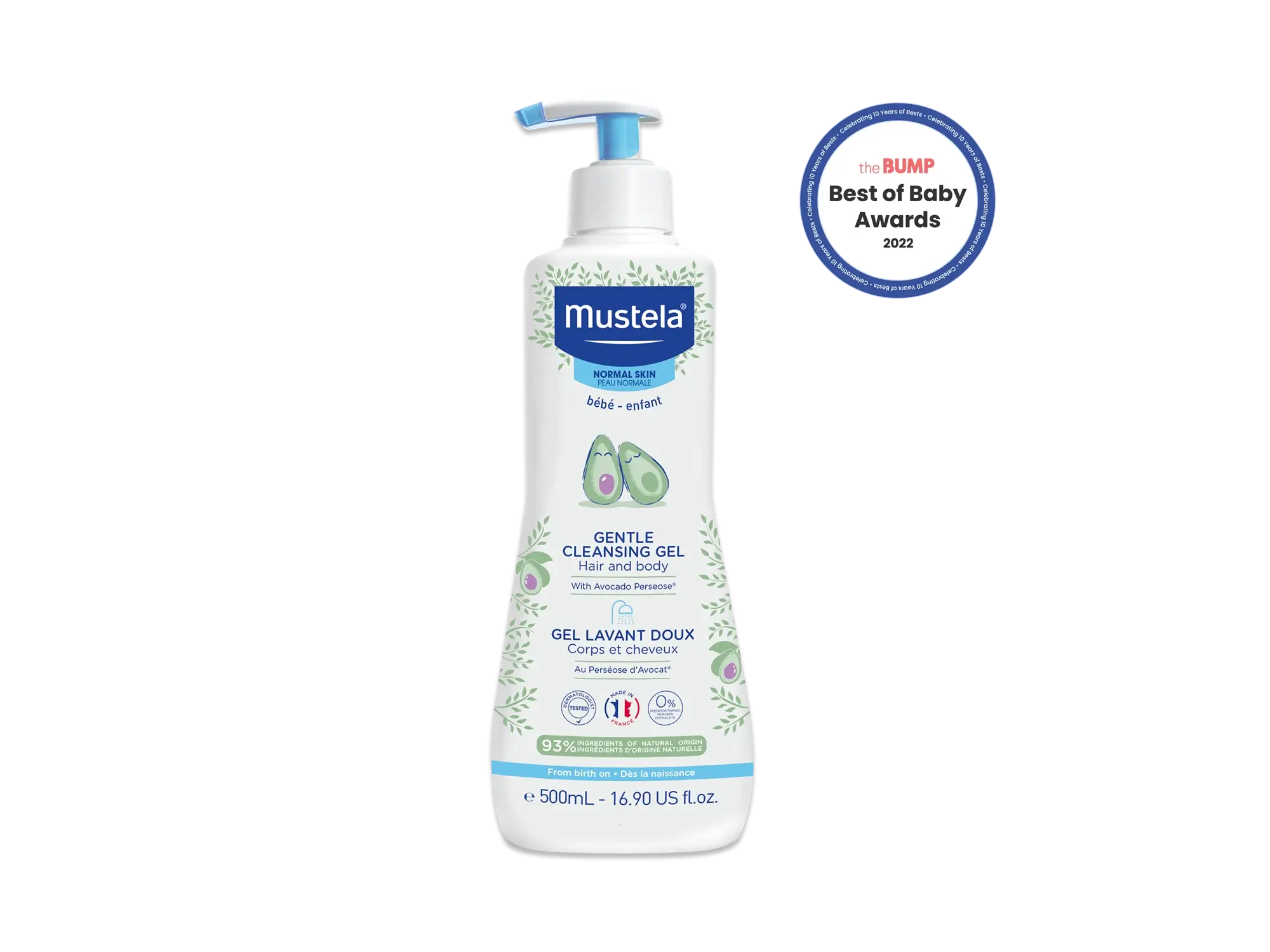 Mustela Baby Gentle Cleansing Gel, Hair and Body Wash with Natural