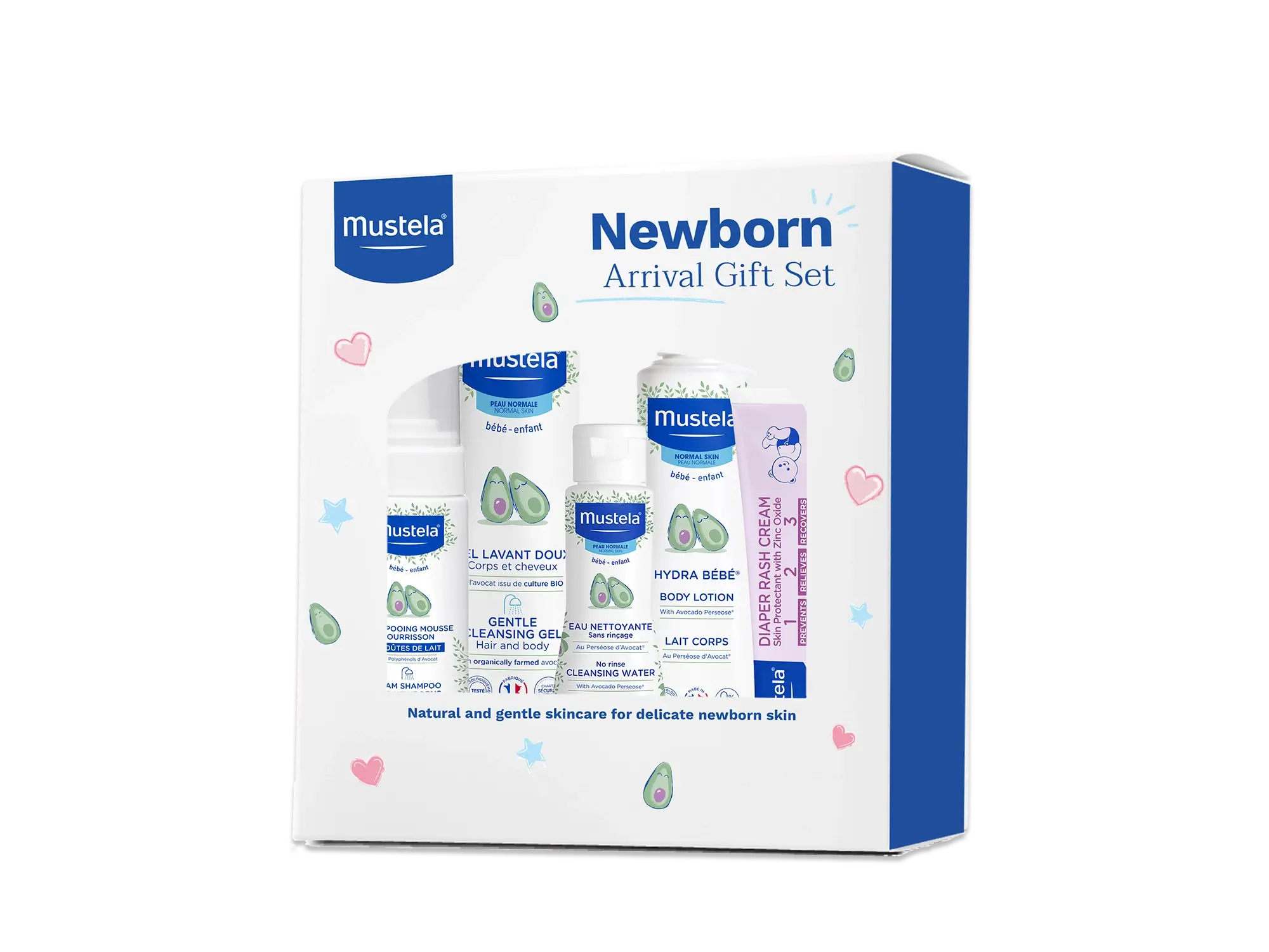 Mustela Newborn Arrival Gift Set Baby Bath Time and Skin Care Essentials 5  Items