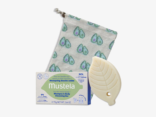 Shampoo & body cleansing bar with pouch - Mustela USA - 1