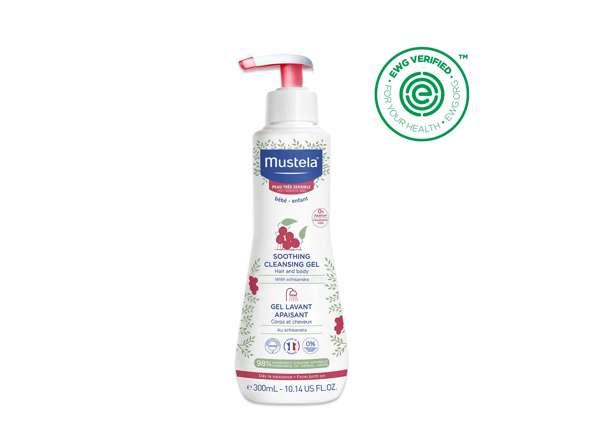  Mustela Baby Soothing Cleansing Gel - Fragrance-Free Hair &  Body Wash for Very Sensitive Skin - with Natural Avocado Perseose &  Schizandra Berry - 10.14 fl. oz. : Baby